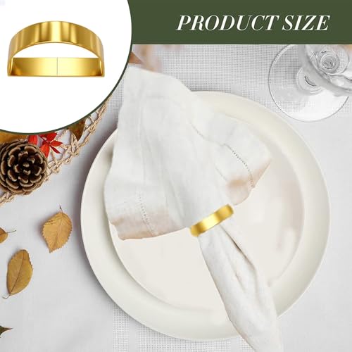 Gold Stainless Steel Napkin Rings Set of 4 - Semicircle Design
