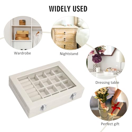 Vicoter Velvet Jewelry Organizer Tray, 7 Slot & 16 Grid Storage Box