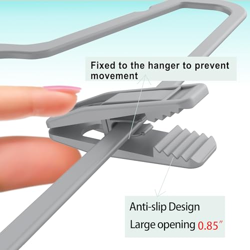 TOFIIGREM Hanger Clips Perfect for Velvet Hangers (Grey, 20 PCS),