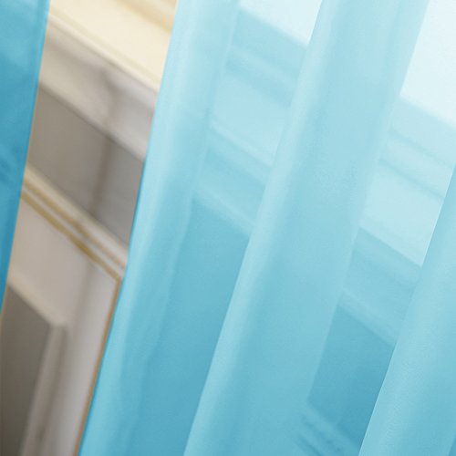 NICETOWN Sheer Curtains 54"W x 84"L - Baby Blue Voile Grommet Panels (Set of 2)