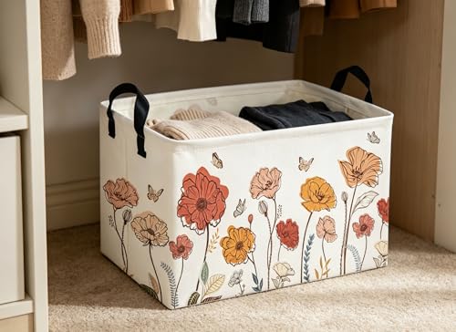 Flower Cluster Rectangular Storage Basket - Cute Organizer Bin