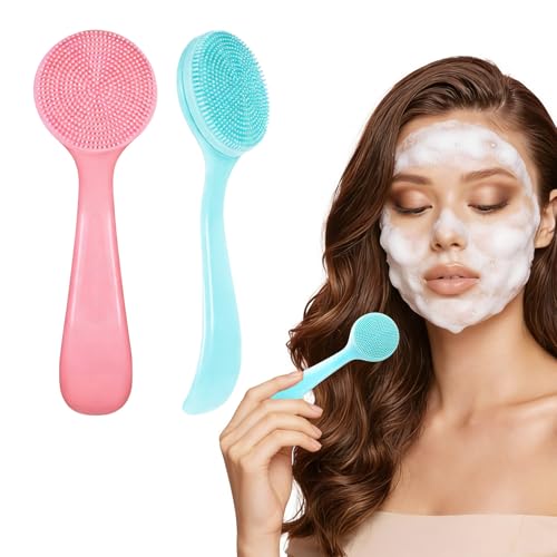 OLLBIT Silicone Manual Facial Cleansing Brush 2PCS Soft Exfoliating Face Scrub