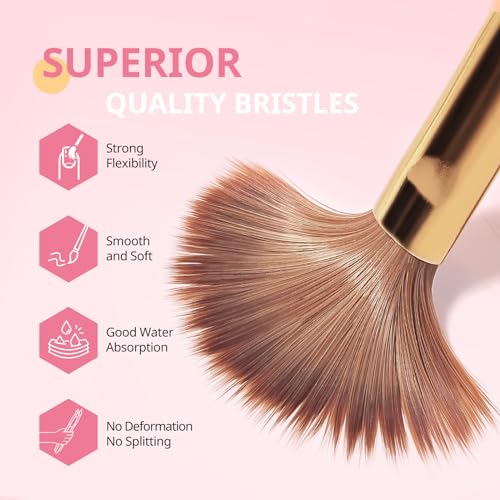 AIRSEE 3PCS Acrylic Nail Brush Set - Sizes 8, 10, 14 for Manicure & Nail Art