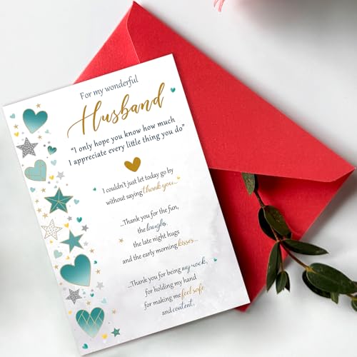 Beixian Husband Birthday Card BX283 - 5x7 Inch Romantic Greeting