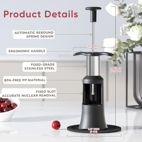 Durable Cherry Pitter Tool - Food-Grade Stainless Steel & PP Plastic