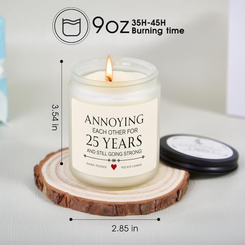 25th Wedding Anniversary Lavender Scented Candle Gift for Silver Couples