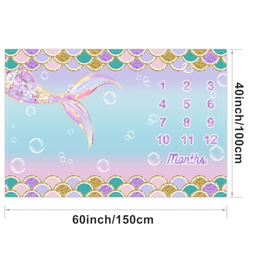 Pink Mermaid Scale Baby Milestone Blanket - Soft Photography Backdrop 60x40
