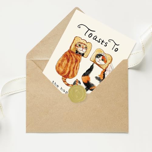 Funny Wedding Card for Bride and Groom - Cute Cat Toast Design (ZC-019)