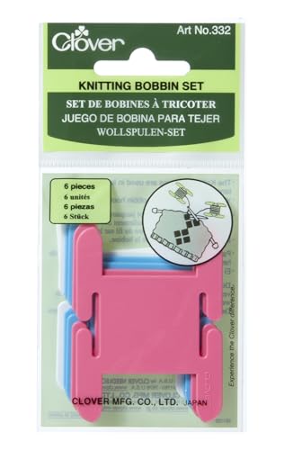 Clover Knitting Bobbin Set, 6-Piece Assorted Colors, 5-Inch