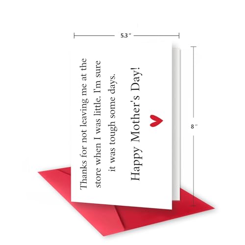 Funny Mother's Day Greeting Card for Mom from Son and Daughter with Envelope
