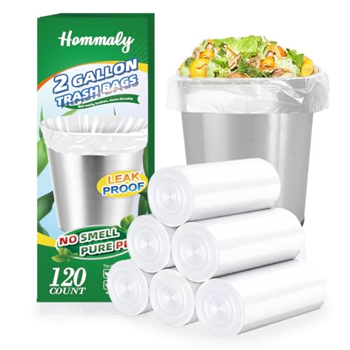 Hommaly 2 Gallon Mini Clear Trash Bags - 120 Count - Unscented