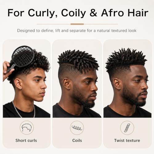 Fugraobo 2 Pcs Wide Tooth Hair Pick Comb for Curly Hair and Volume Lifting