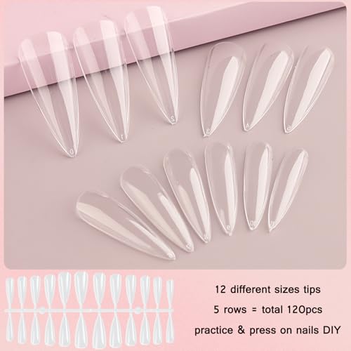 FSpronail Press-On Nail Stand Kit with 15 Brushes and 120 Fake Tips