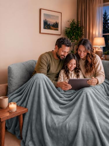 Utopia Bedding Soft Fleece Bed Blanket Throw Size Ash Grey (50x60