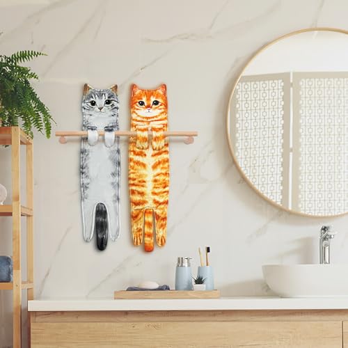 Orange Cat Hand Towel, Decorative Hanging Kitchen and Bathroom Towel