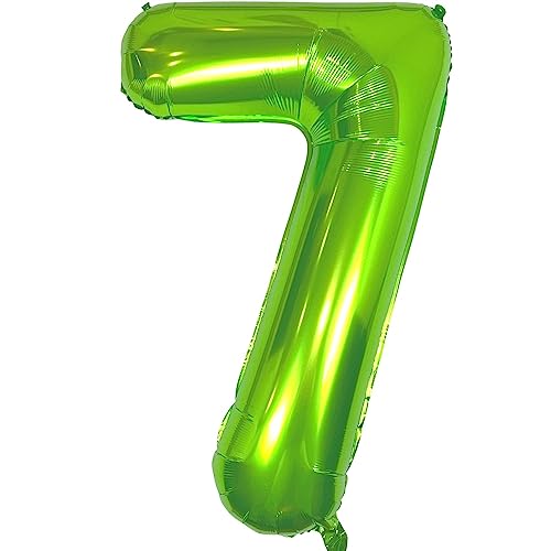 DIWULI 40 Inch Green Number 7 Foil Balloon for Birthday Party Decor