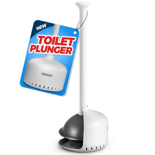FORASTO Heavy Duty Toilet Plunger with Ventilated Holder - White, 1-Pack
