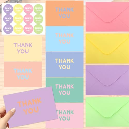 32 Pcs Colorful Thank You Cards Set with Envelopes and Stickers, 5.9x7.9"