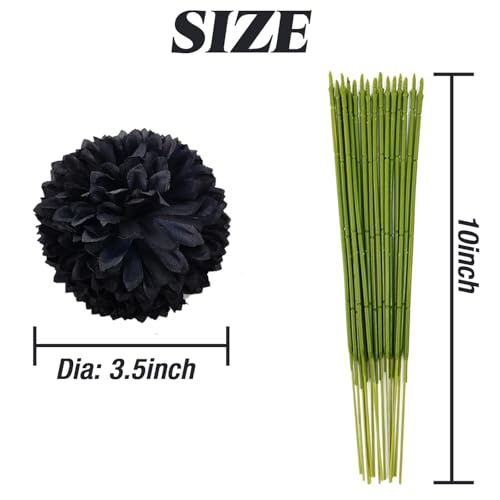 TIHOOD 10PCS Artificial Black Chrysanthemum & Hydrangea Floral Ball Arrangements for Wedding & Home Decor