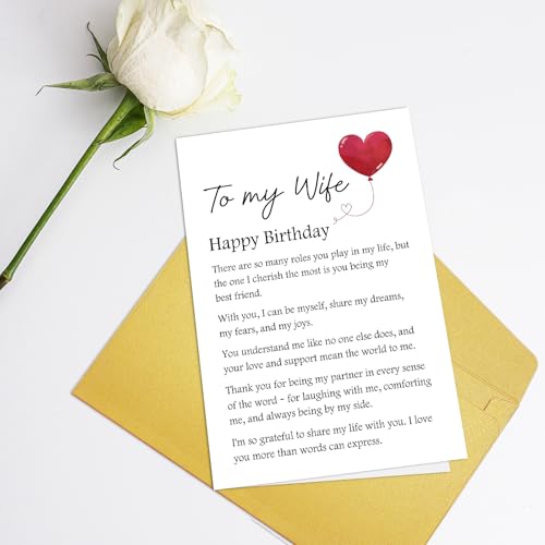 Sweet Wife Birthday Card with Poem - Perfect Gift from Husband