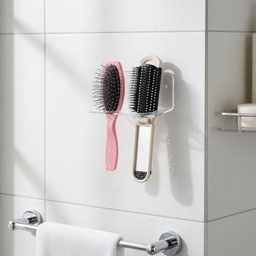 2-Piece Acrylic Hair Tool Organizer Wall-Mounted Holder for Bathroom
