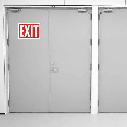 Premium Exit Sign Stickers - 10x7 Inch, 4 Pack, UV & Weather Resistant