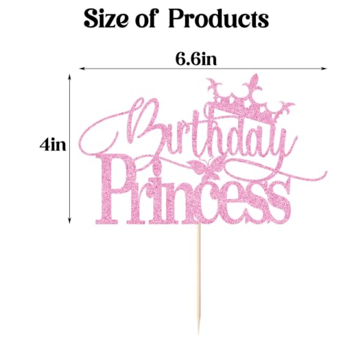 Glitter Princess Cake Topper for Girls Birthday Party Decor