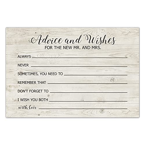 Rustic Wedding Advice and Wishes Cards 4x6 Inch - Pack of 50