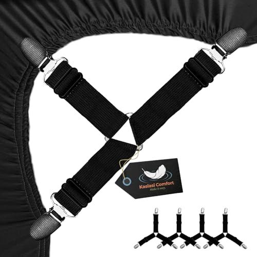 Adjustable Bed Sheet Holders - 4 Pack with Durable Elastic Straps