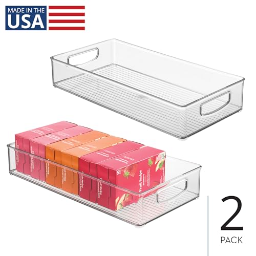 Extra Long Clear Plastic Pantry Organizers - 4-Pack Storage Bins
