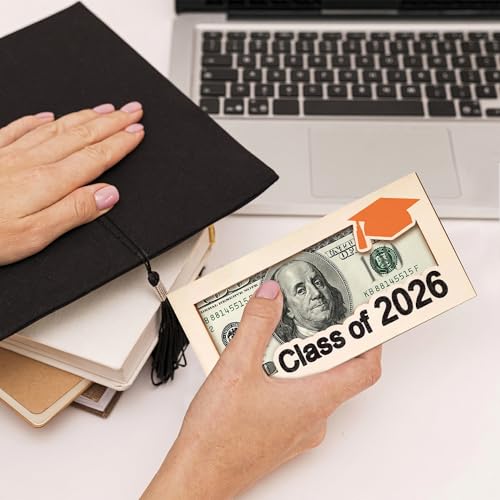 Threetols Wooden 2026 Graduation Money Holder & Card Box for Cash Gifts