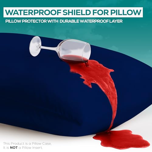 King Size Pillow Protectors with Zipper - Set of 2, Waterproof & Dust Mite Proof