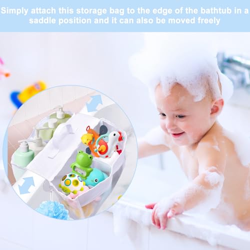 Saddle Shape Bath Toy Organizer with 4 Compartments & Suction Cups