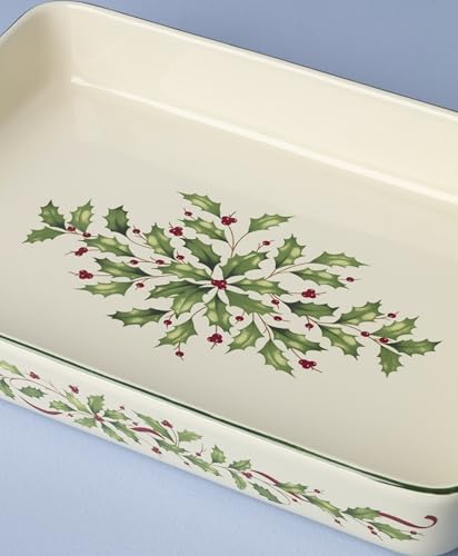 Holiday Stoneware Rectangular Baking Dish - Large Christmas Decor