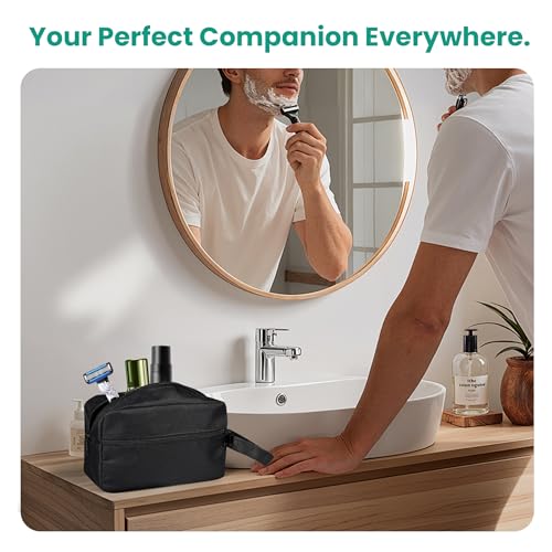 ZENBAGTH Small Travel Toiletry Bag for Women and Men Black Cosmetic Bag