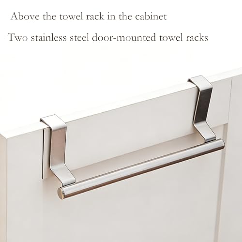 Stainless Steel Over Cabinet Towel Holder 2-Pack Kitchen Door Mount