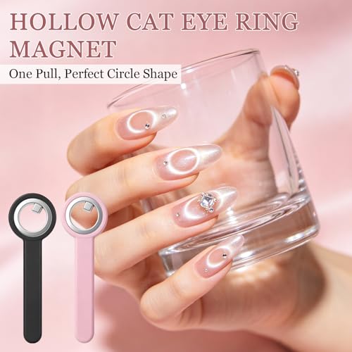 Cat Eye Nail Magnet Ring Set - 2PCS Hollow Circle Manicure Tools