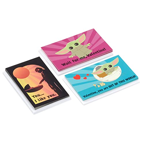 Baby Yoda Valentine's Day Cards - 18 Mini Cards & Envelopes