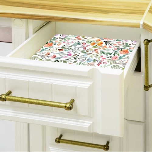 GaliGali Watercolor Floral Shelf Liner, Peel & Stick Removable 17.3"x118"