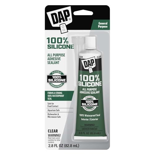 DAP 100% Silicone Sealant - Clear, 2.8 oz Waterproof Adhesive for Repairs