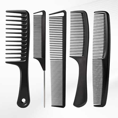 5-Piece Professional Carbon Fiber Hair Comb Set for Styling & Cutting