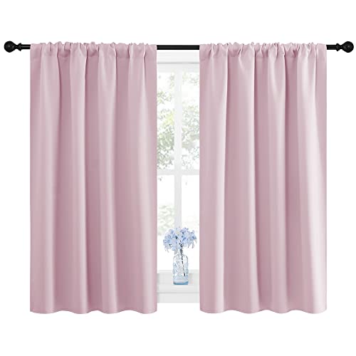 NICETOWN Blackout Curtains for Girls Room - Baby Pink, 42" x 45" (Pack of 2)