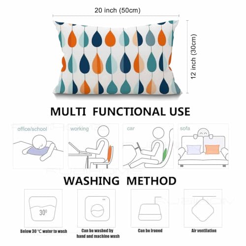 Smooffly Mid-Century Modern Lumbar Throw Pillow Cover, 12x20 Cotton Linen