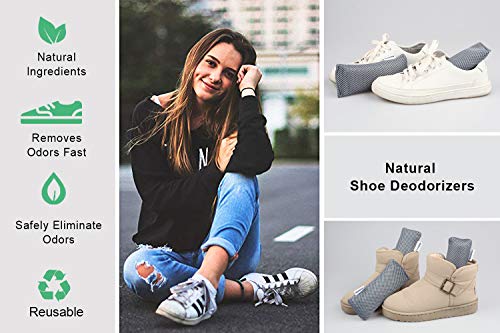 Grey Activated Charcoal Shoe Deodorizer Bags - 6 Pack Odor Eliminator