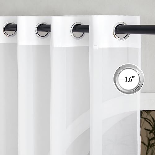 NICETOWN White Sheer Curtain Panels 54" x 120" (Pack of 2) - Voile Window Treatments for Living Room & Wedding