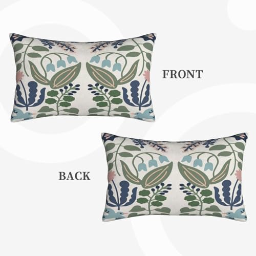 Sorktse Sage Green Floral Pillow Covers 12x20 Set of 2 Boho Linen Cushion