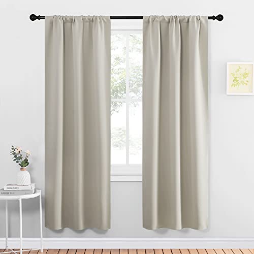 NICETOWN Blackout Curtains - 34"W x 72"L Thermal Insulated Panels, Natural