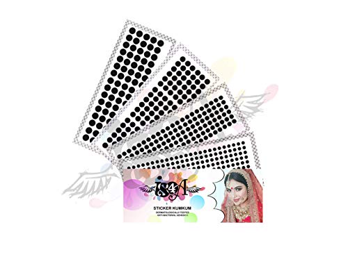 IS4A Velvet Round Dot Bindi 516 Pcs Multi-Sized Black Forehead Stickers