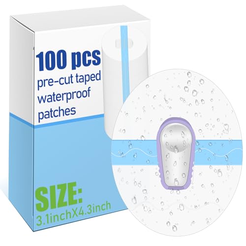 100 Pieces Shower Waterproof Patch Transparent Waterproof Adhesive Patch Compatible with G6 Overpatch Transparent Stickers Long Lasting Sweat-Proof Continuous Glucose Monitor Protection (Blue)