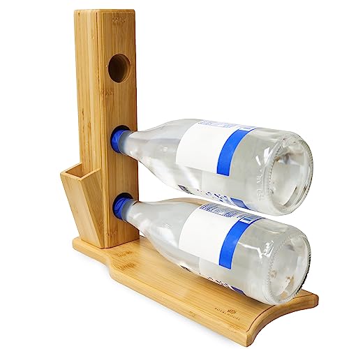 RoyalHouse Bamboo Wine Rack for 3 Bottles - Elegant & Durable